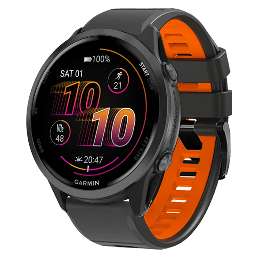 حزام سيليكون للغارمين Venu 3 Sq 2 Plus Vivoactive 6 5 4 سوار Forerunner 255 645 Music 570 265 55 Sports 20mm 22mm Bands