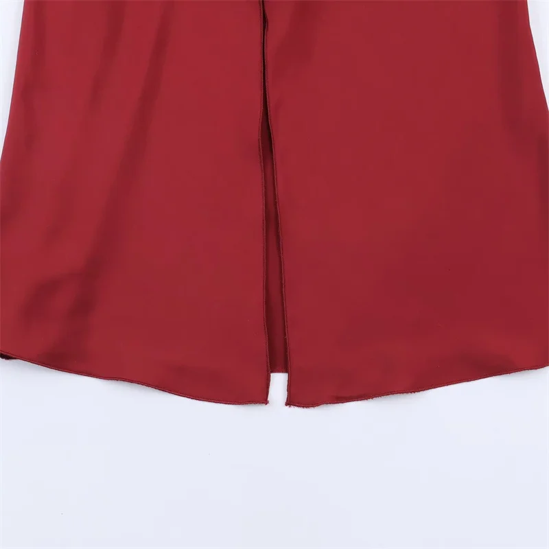 فستان نسائي عالي الشارع أنيق بتأثير الساتان سهل الارتداء لخريف/شتاء مجموعة جديدة فستان أنيق أنيق للسيدات #4