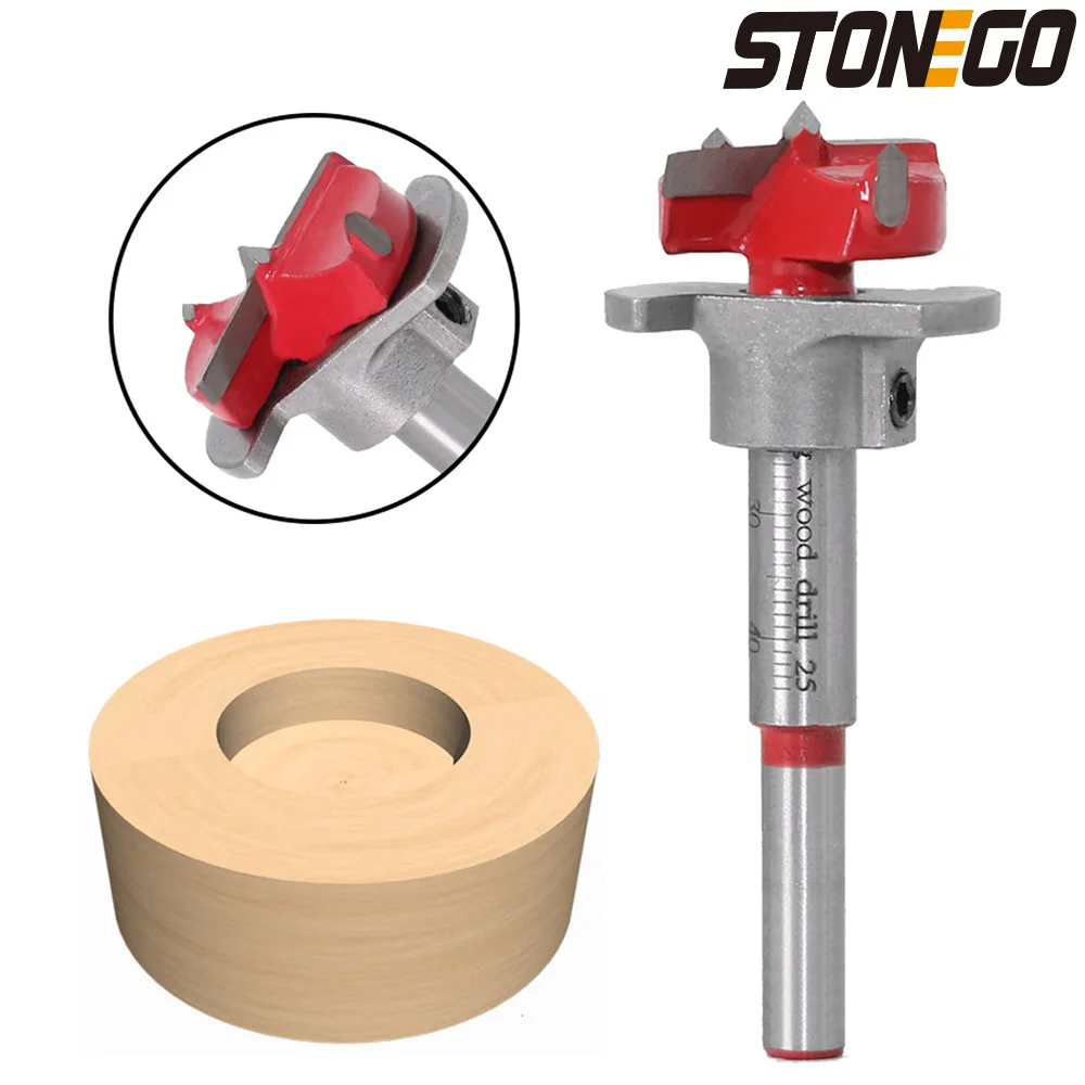 STONEGO Adjustable Carbide Drill Bit 15mm/20mm/25mm/30mm/35mm Woodworking Hole Saw