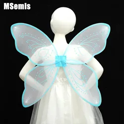 Alas de mariposa de Halloween para niños, accesorios de alas de Ángel de elfo de Hada, cubierta plegable ultrafina, actuación de líneas brillantes