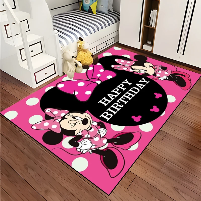 Disney Mickey Mouse Kids Happy Birthday Rug Large Area Carpet for Living Room Bedroom Sofa Kitchen Doormat Decor Child Floor Mat