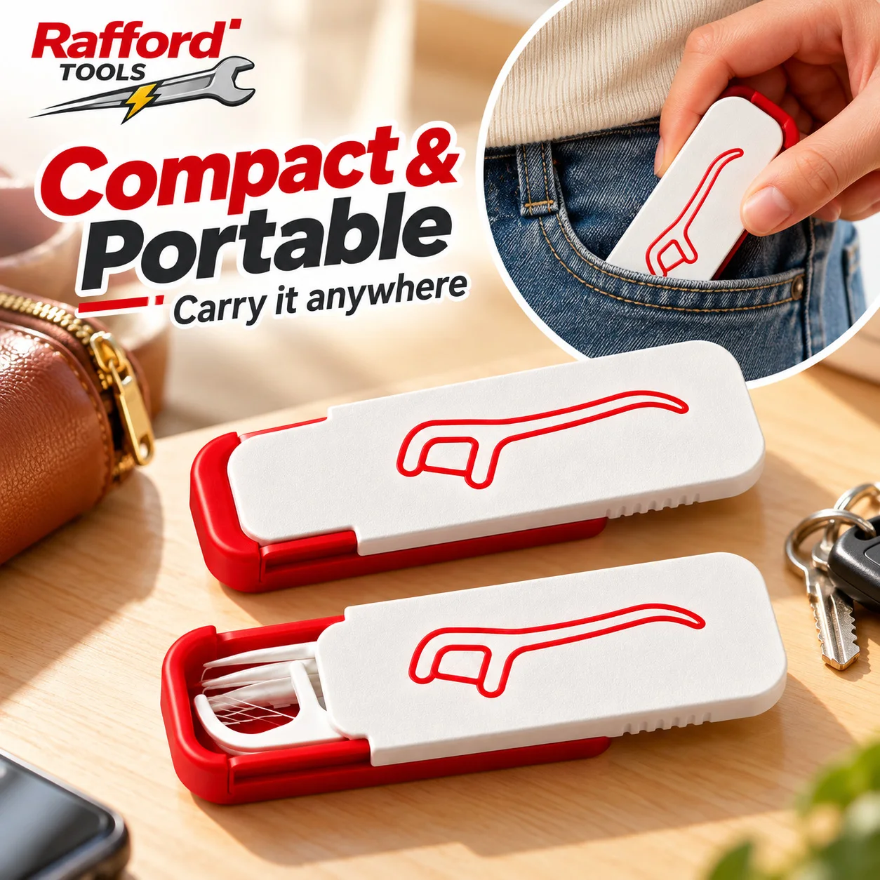 Rafford Portable Toothpick Holder Case Sliding Toothpick Dispenser Storage Box Travel Pocket Toothpick Organizer for Home Office