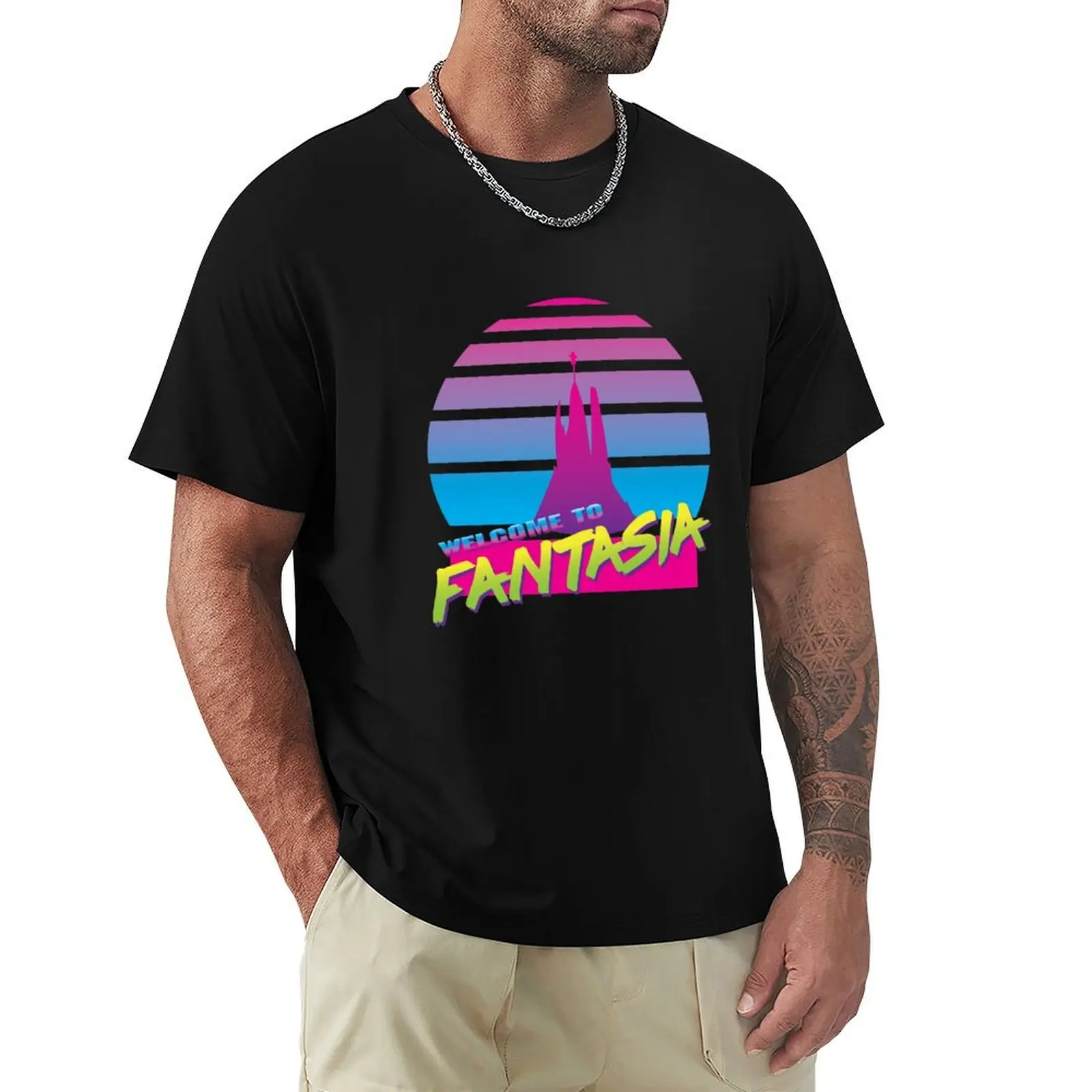 Welcome to Fantasia T-Shirt customs graphic t shirt vintage summer tops anime tshirt Men's clothing