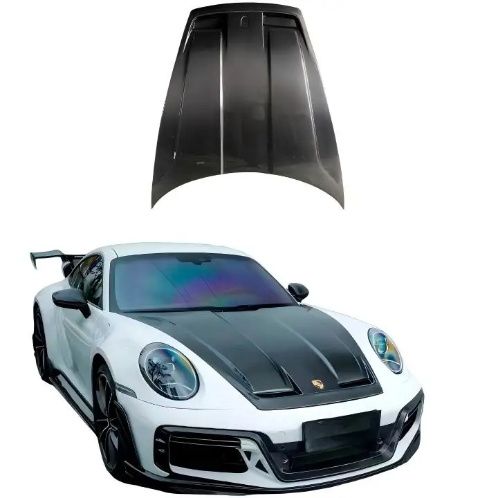 

Tech-Art Style Carbon Fiber Front Bonnet Hood for Porsche 911 992 Carrera-New Black Bolt-On Engine Upgrade