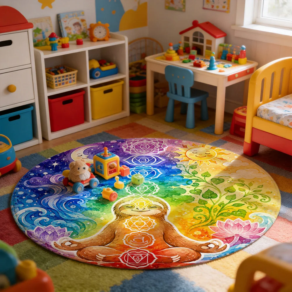 Boho Rainbow Mandala Yoga Mat for Meditation Spiritual Home Decor Astrology Chakra Design Floor Rug