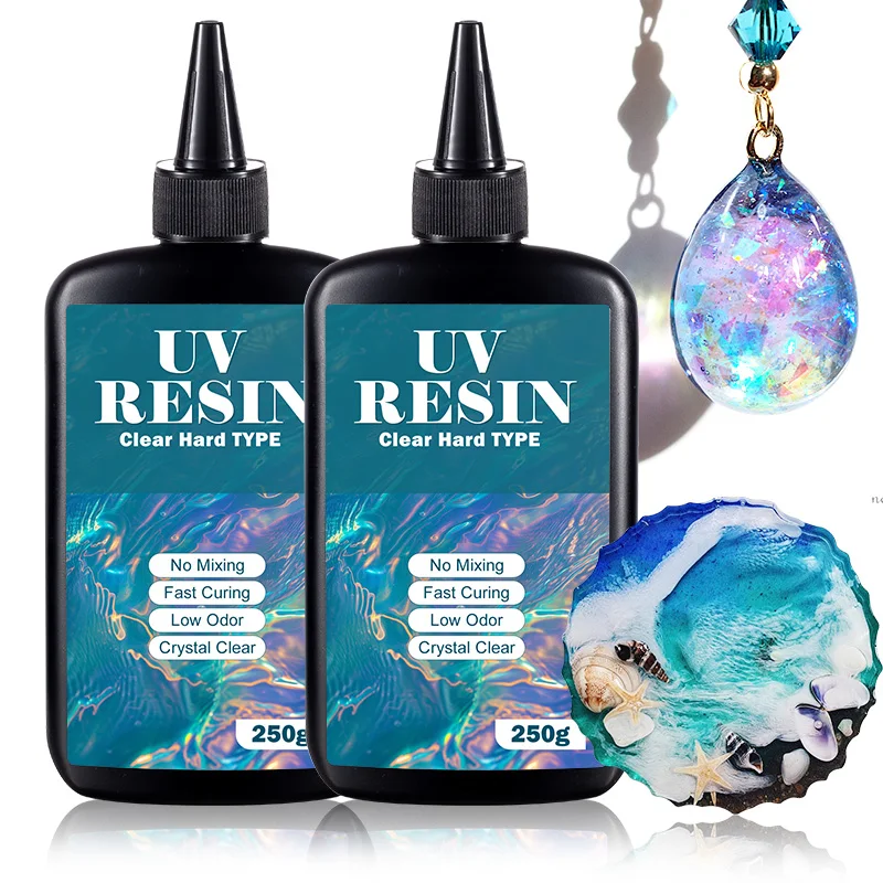

250/500 г обновленный комплект УФ-смолы жесткого типа кристально чистая УФ-эпоксидная смола для изготовления ювелирных изделий своими руками