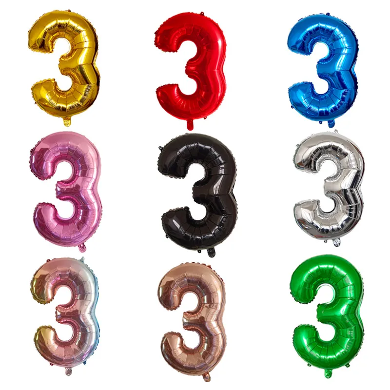 عدد 3 موضوع الذهب الوردي الفضة عدد كبير موضوع احباط بالونات الهيليوم استحمام الطفل 3 سنوات حفلة عيد ميلاد الديكور Globos #1