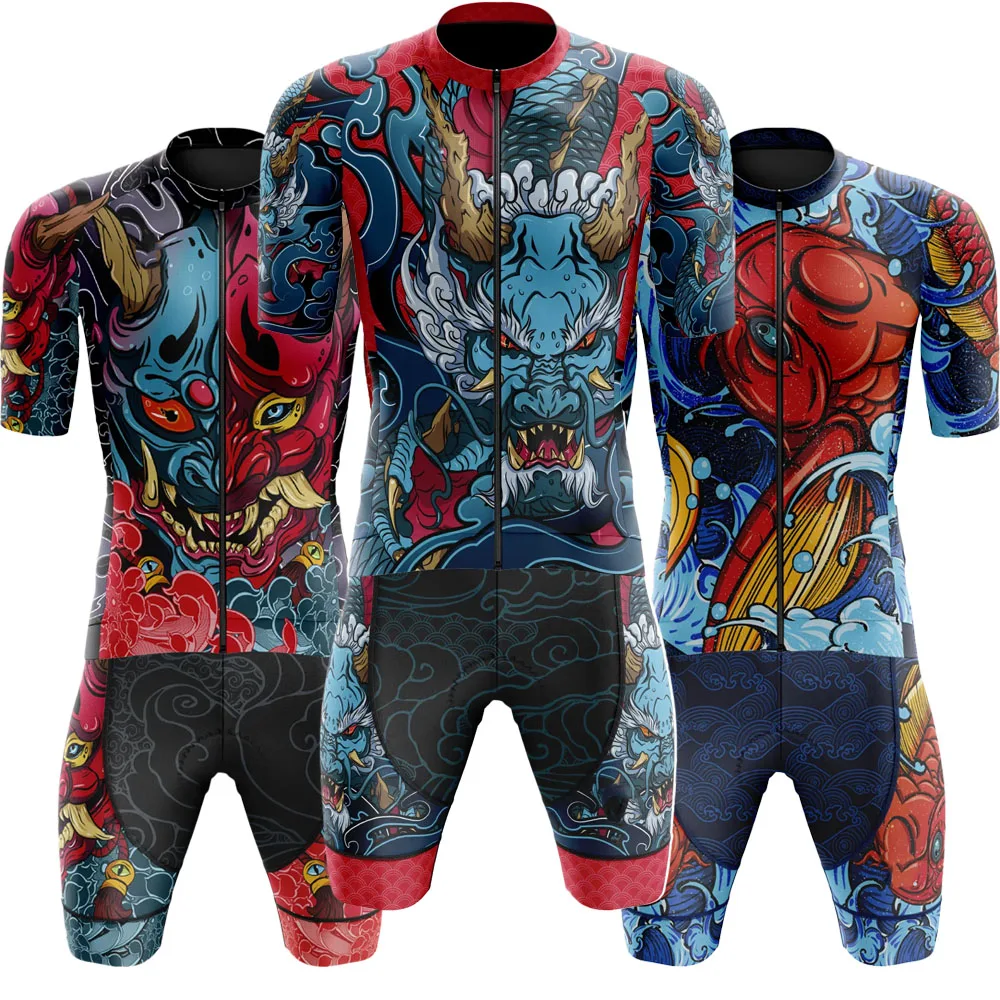 2024 Japanese Dragon Cycling Jersey Set Summer Japan Bicycle Clothing Road Bike Shirts Suit Bicycle Bib Shorts MTB Ropa Maillot