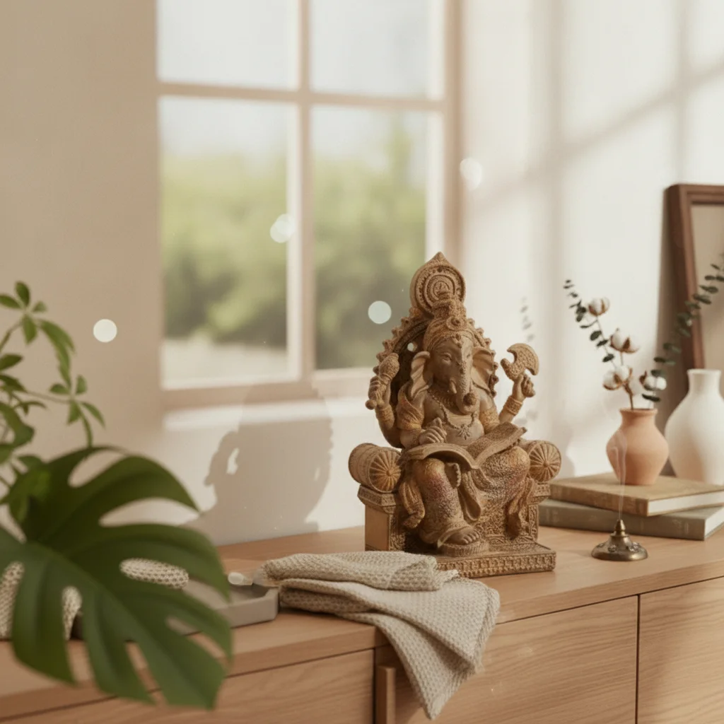 Ganesha Statue Resin Ganesha Figurine Elephant Deity Statue Ornamental Decor Religious for Altar, Meditation Corner