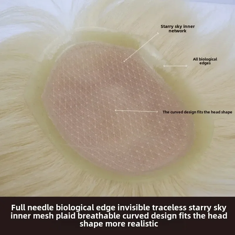 #613 Male Wig Ombre Blonde Human Hair Toupee for Men Full PU 0.06mm Thin Skin Hairpieces System V Loop Prosthesis