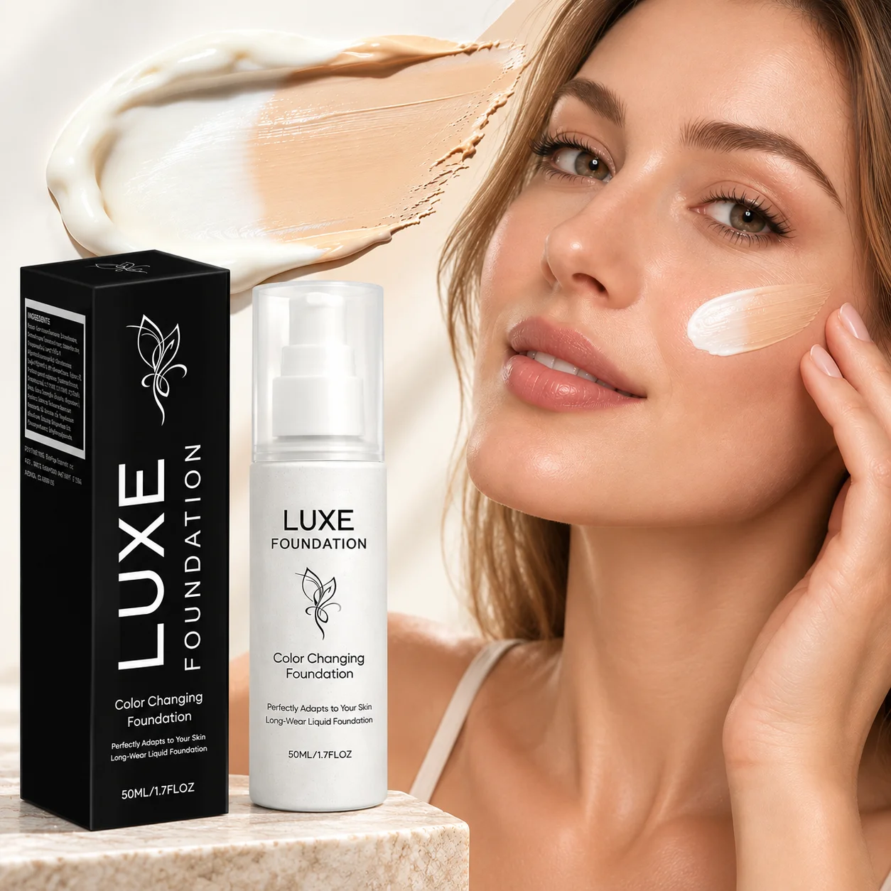 Luxe Magic Color Changing Liquid Foundation Self Adjusting Skin Tone Matching Long Lasting Moisturizing Full Coverage Concealer