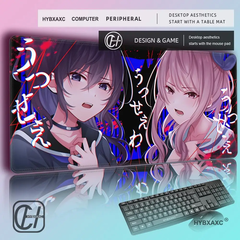 

HYBXAXC Purple Neon Anime Girl Gaming Mouse Pad, Large Extended Non-slip Desk Mat for Gamers