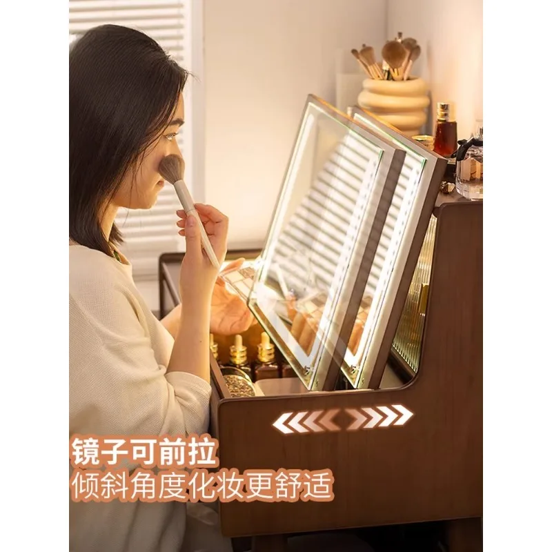 

Medieval Style Flip Dresser Storage Cabinet Integrated Bedroom Solid Wood Walnut Small Smart