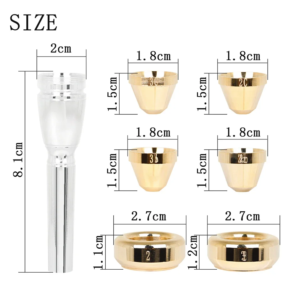 Trumpet Mouthpiece Set Meg 2C 3C 2B 3B Size For Bach Beginner Musical Trumpet Professional Replacement Accessories with Case   ﻿