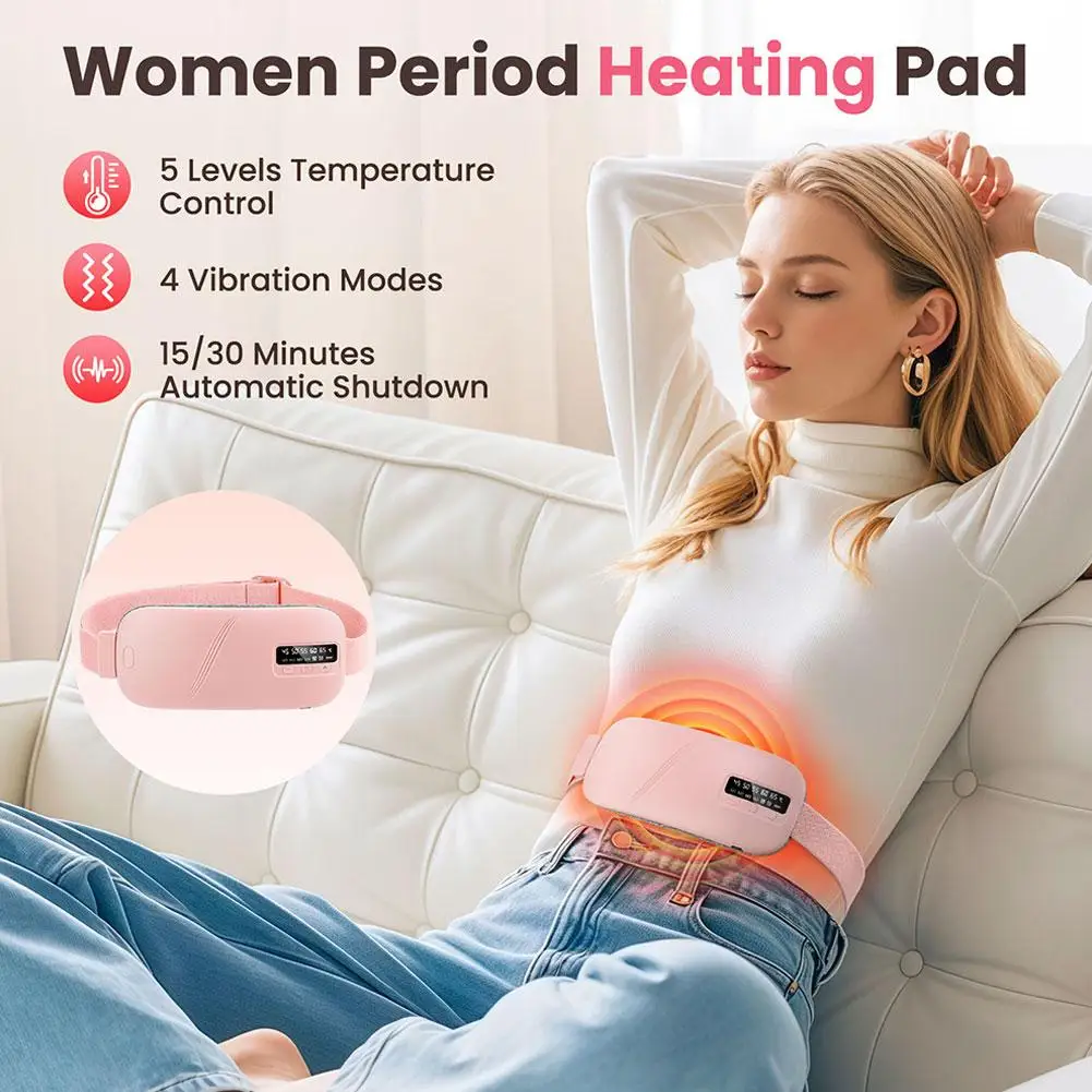 

Warm Abdomen Belt, Digital Display Usb Hot Compress Belt, Graphene Heating Protective Belt For Women Menstrual Relief Pain