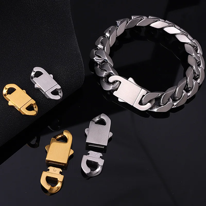 Stainless Steel Spring Clasps Lobster Clasp for Cuba Hiphop Chain Bracelet and Necklace Buckle Jewelry Making Accessories - view 2