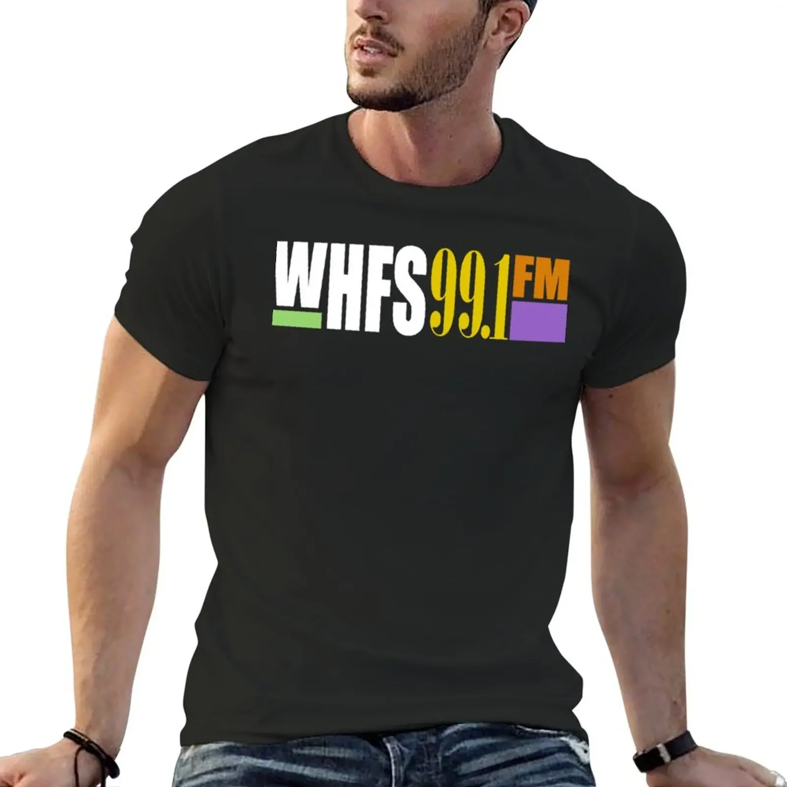 Whfs 99,1 fm washington, dc radiosender später logo klassisches t-shirt übergroße kurzarm t-shirt herren grafik t-shirts lustig