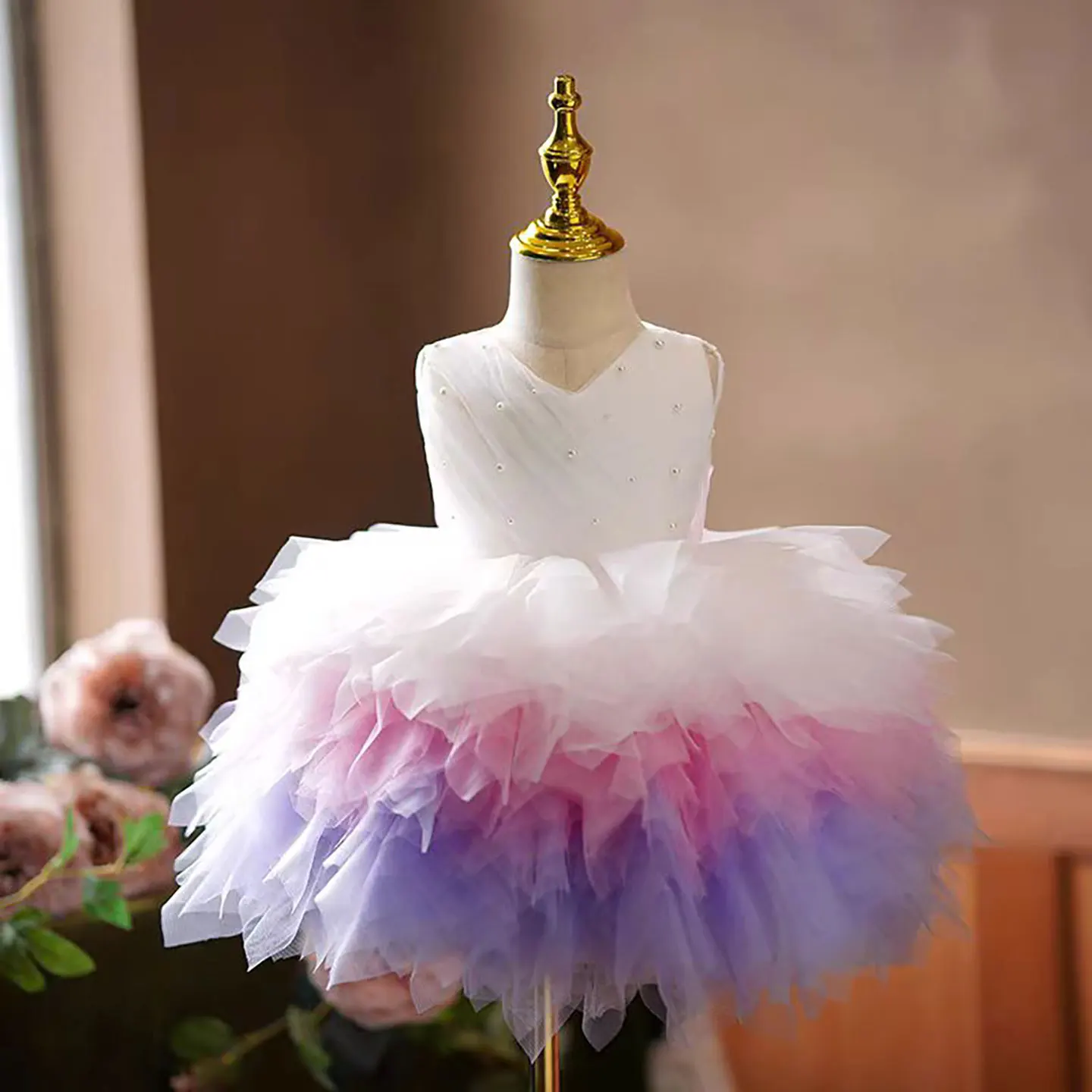 

Jill Wish Elegant Colorful Girl Dress Tiered Sleeceless Princess Toddler Kids Wedding 1st Birthday Pageant Party Gown J558