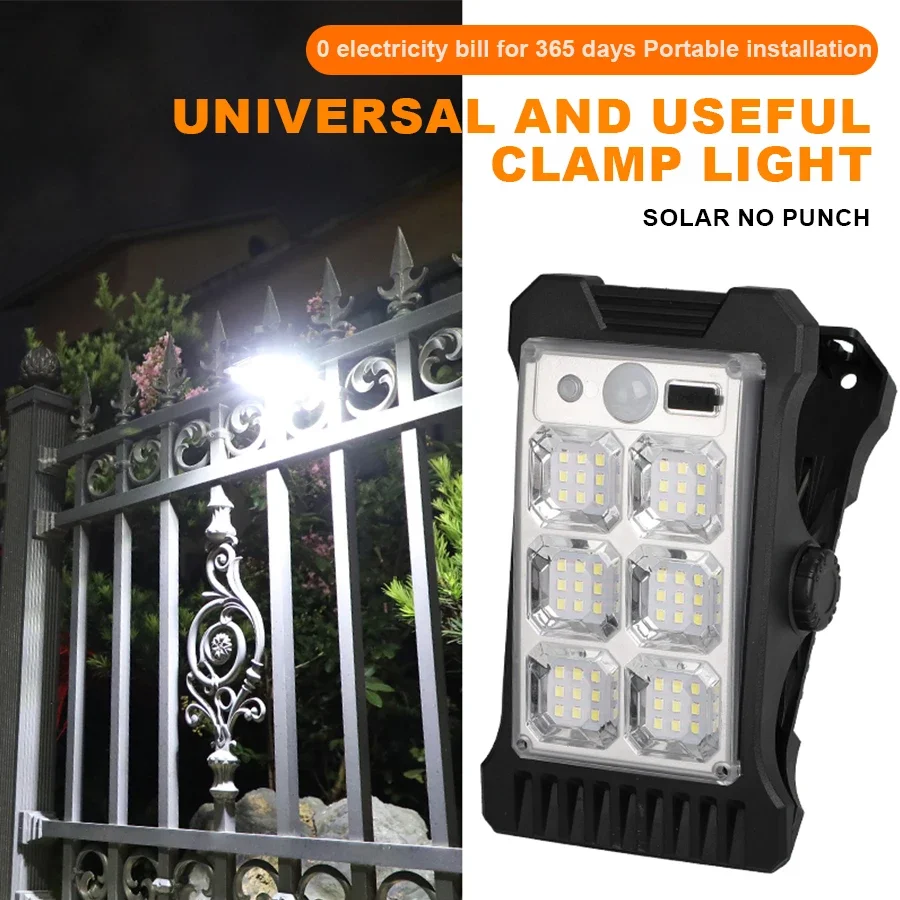 LED Solar Garden Lights Outdoor Solar Clip Light Waterproof Motion Sensor Camping Lamp Fence Street Landscape Wall Decoration