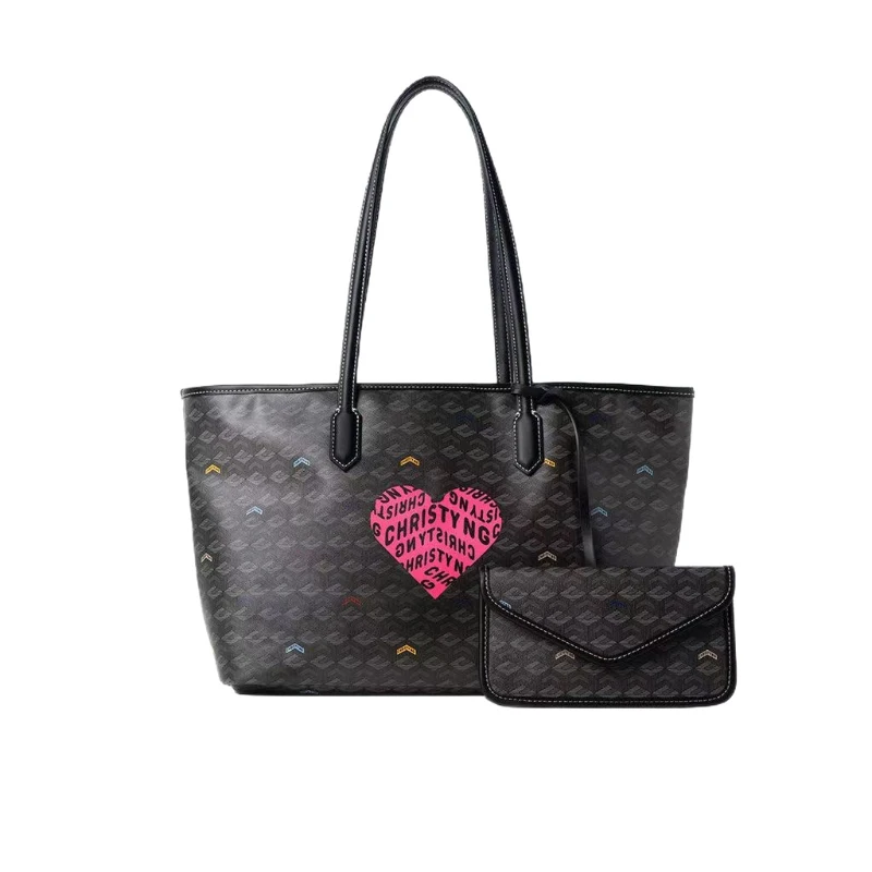 Oversized Travel Storage Mommy Shoulder Bag Ladies Heart Alphabet Print Portable Outdoor Luggage Hand Purse