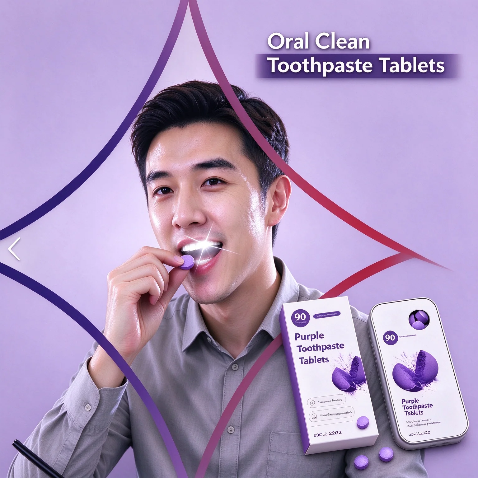 Mild Non-Irritating Chewable Tooth Tabs, Portable Solid Oral Cleansing Tablets, Fresh Breath Travel Oral Care For On-the-Go