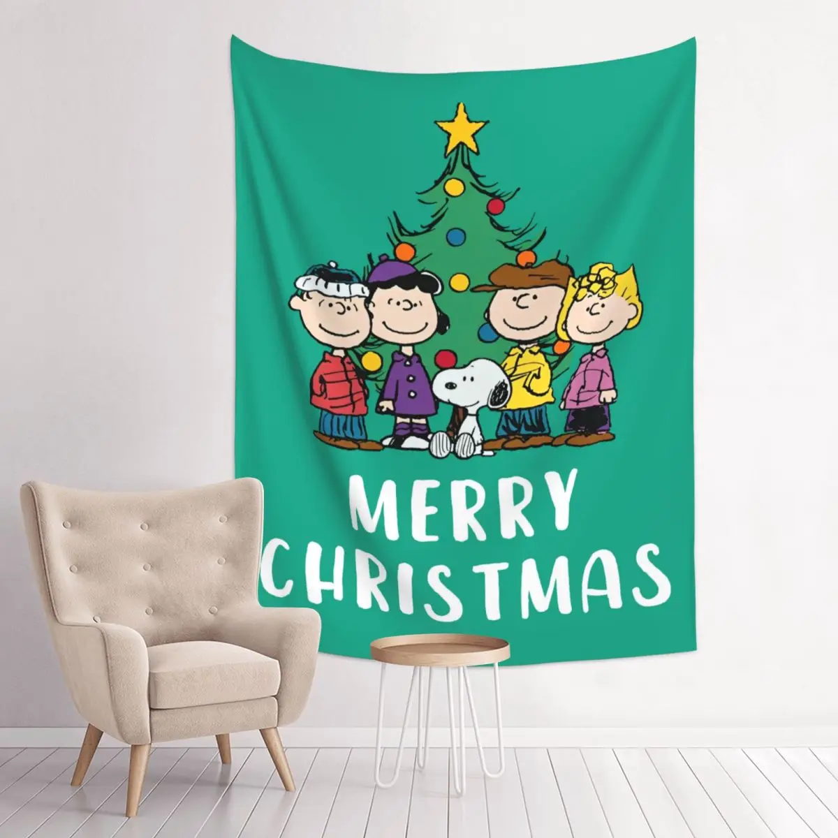 Cute Cartoon Snoopy Tapestry Hippie Polyester Wall Hanging Christmas Decoration for Bedroom Yoga Mat Art Wall Carpet