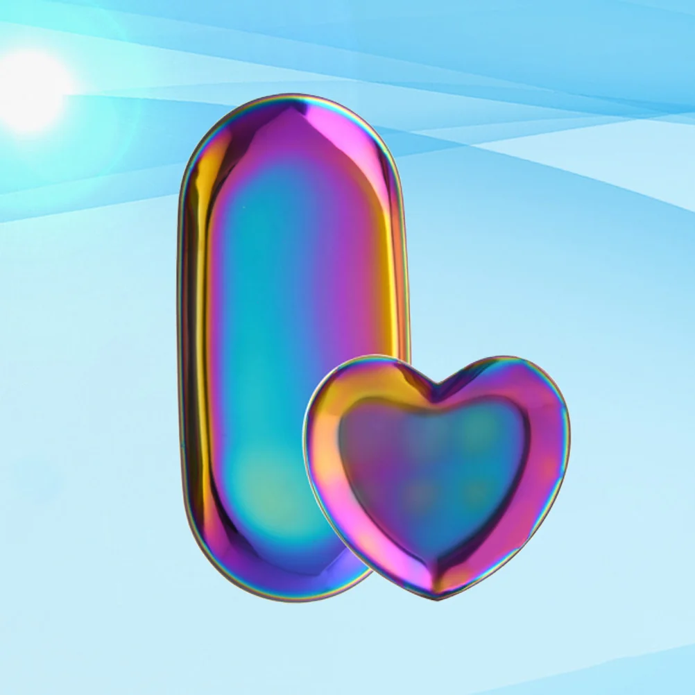 1Set Nail art Werkzeug Ablage Edelstahl Mini Maniküre Werkzeug Platte Organizer für Salon Hause Schreibtisch Badezimmer Eitelkeit