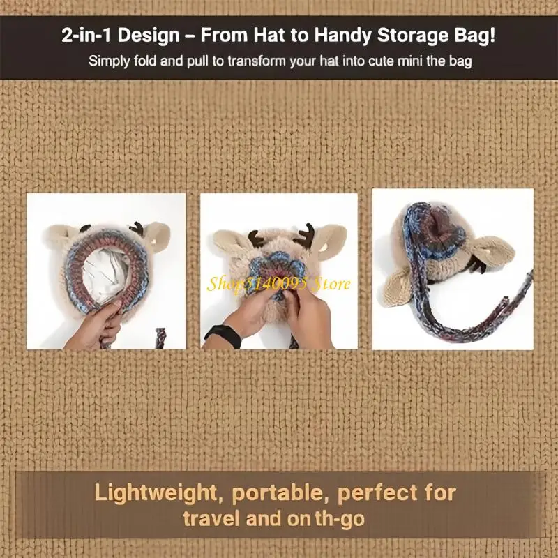 DXAE Cappello in corno renna lavorato a maglia per le vacanze Cappello invernale addensato per foto Natale in famiglia