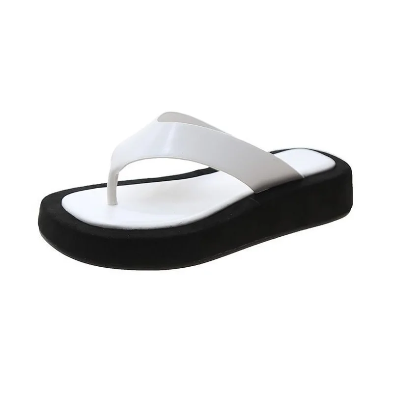 White Wedge Summer Flip Flops for Women 2022 Platform Clip Toe Sandals Fashion Slides Woman Beach Casual Outdoor Slippers