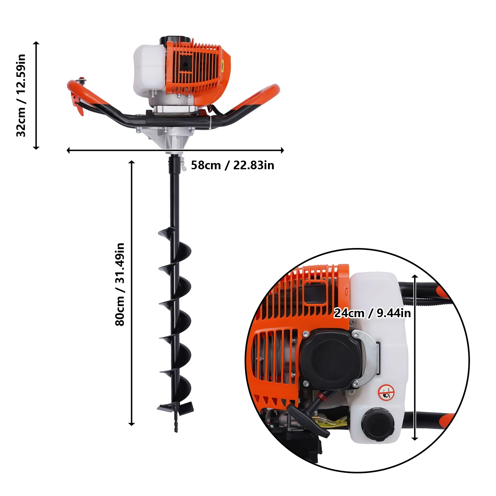 Imagem -06 - Broca Auger para Post Hole Digger Broca de Terra 2-stroke Bits Gasolina 52cc