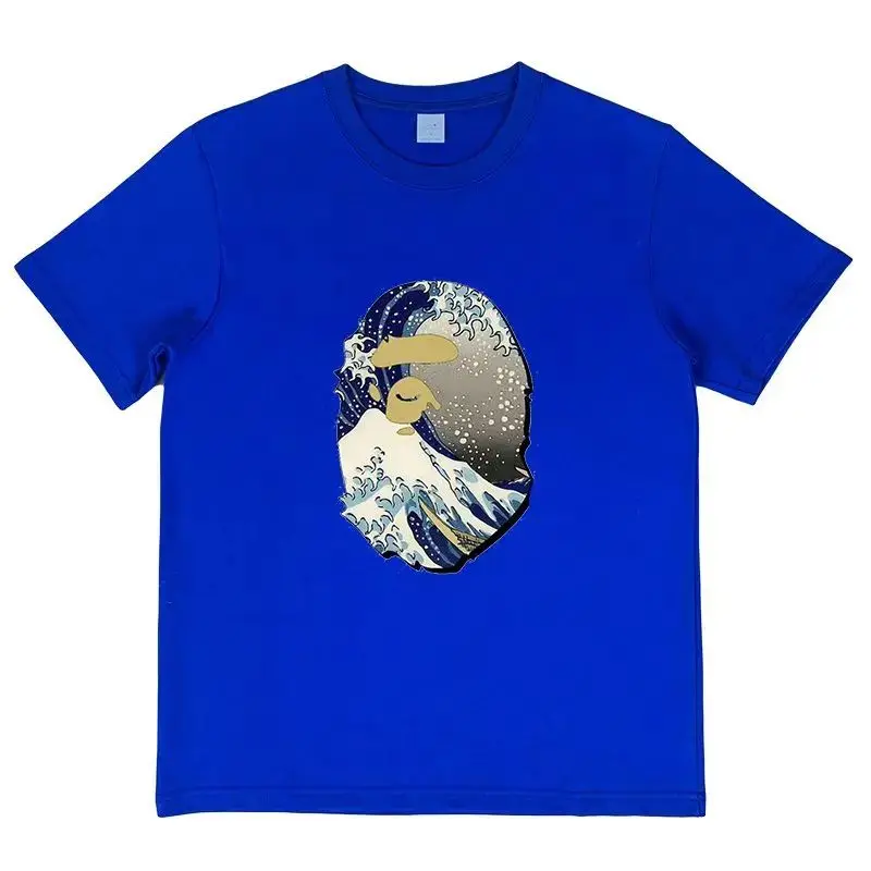 BAPE Testa di scimmia Nuovo Spray Pittura a olio giapponese Stile Nicchia T-shirt a maniche corte allentata con stampa per uomo e donna in puro