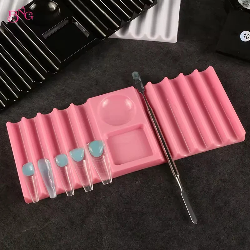 Nail Art Display Stand Double Template 10 Grid Brush Stand DIY Nail Accessory Color Palette Extension Nail Mold Tools Decoration