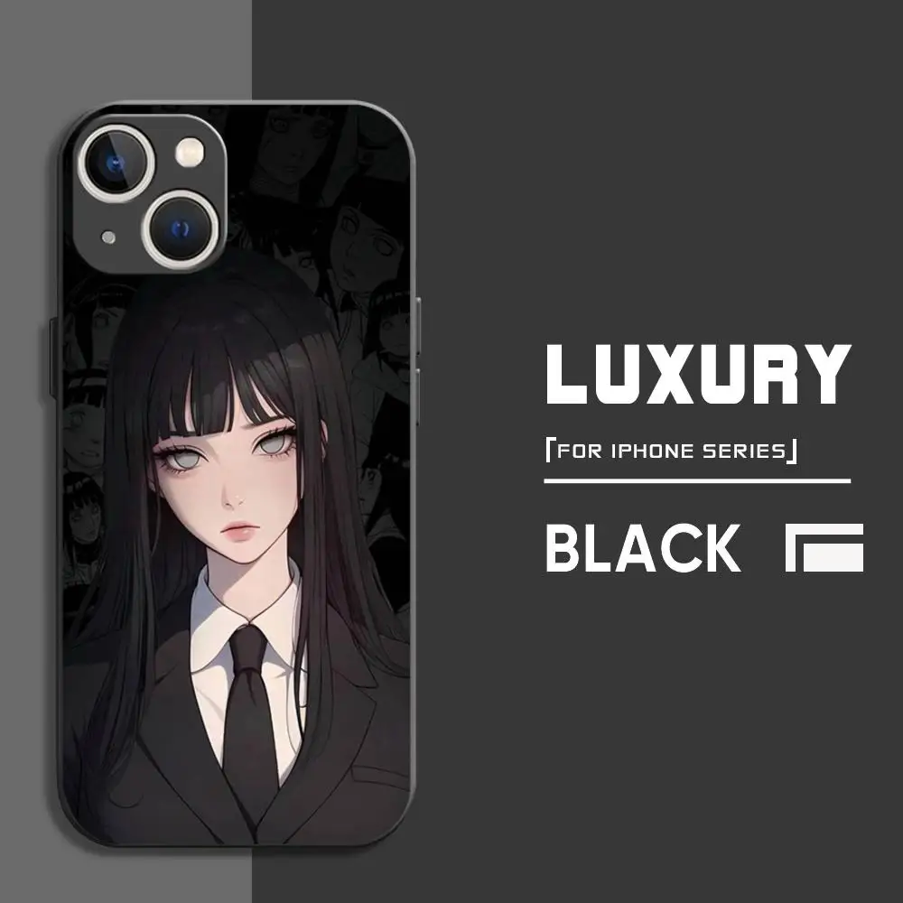 Fashion N-NarutoS Hyuuga Hinata Phone Case For iPhone 16 15 14 13 12 11 X XR XS 8 Plus Mini Pro Max Soft black Shockproof Cover