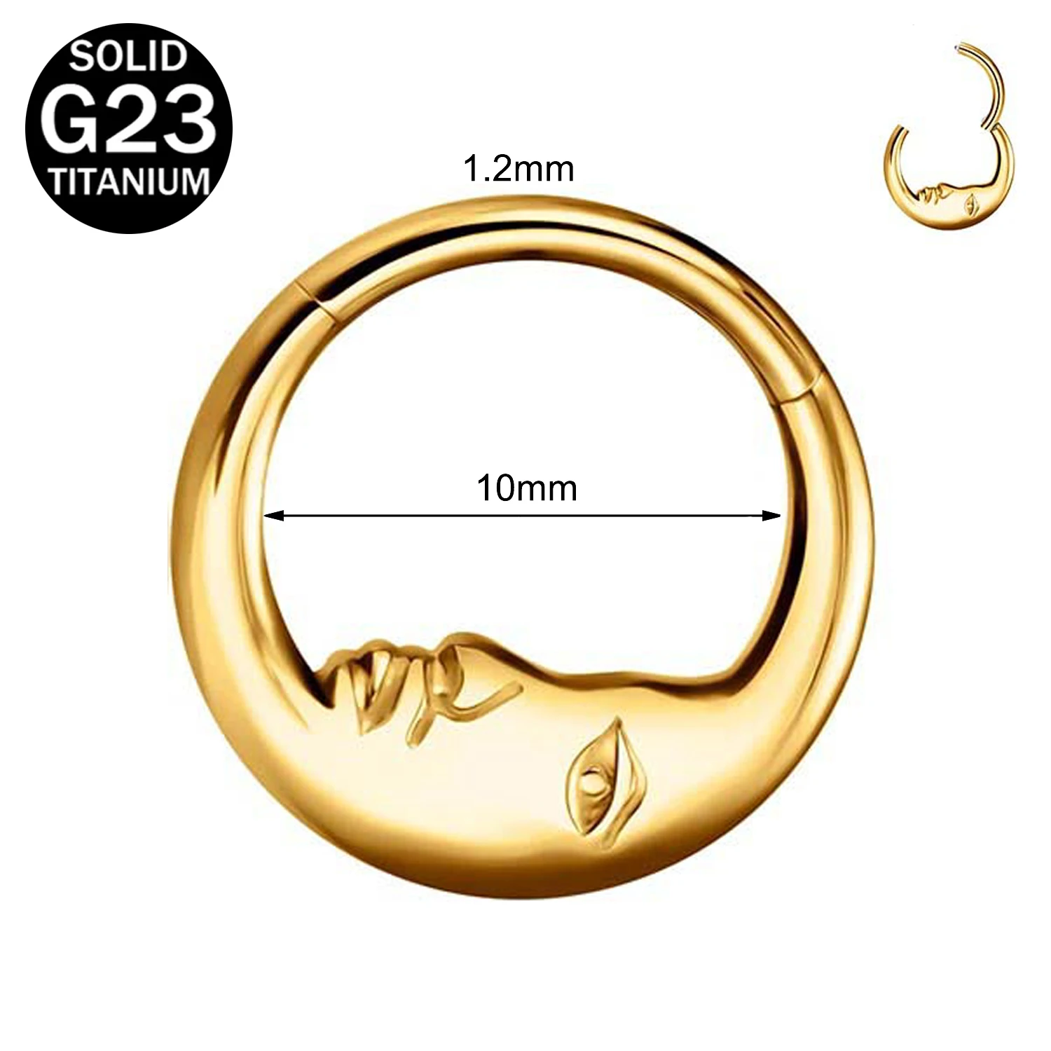 1PC G23 Titanium Septum Nose Rings for Women Girls Silvery Golden Color Nose Piercing Closed Loop Body Jewelry 16G