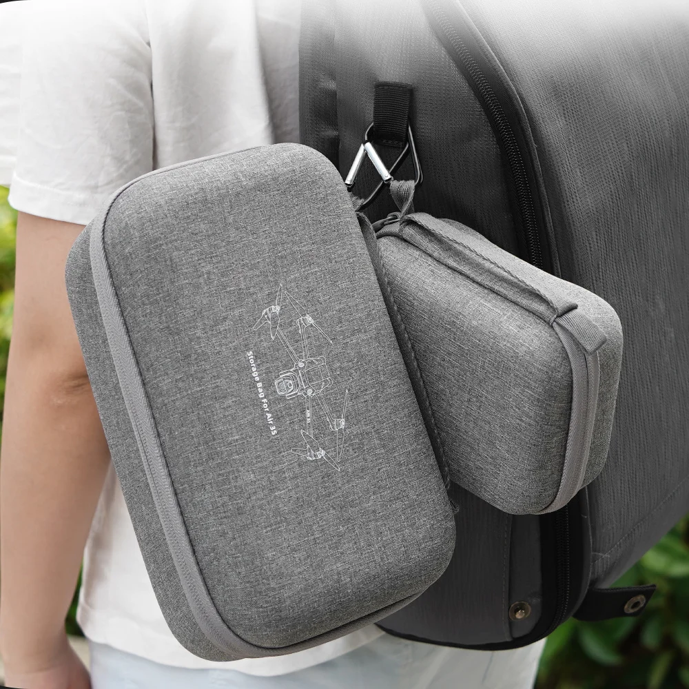 Camera Body Bag For DJI Air 3S+RC-N3/RC-2 Remote Controller Storage Bag Nylon Hard Gray Handle Carrying Case Drone Accessories