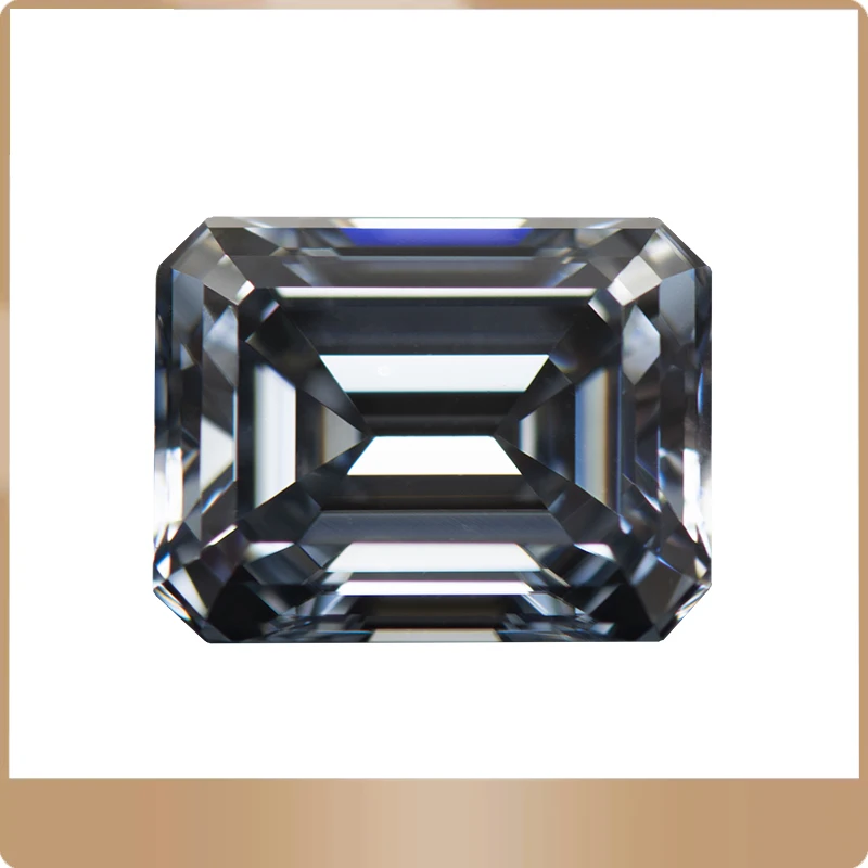 

Moissanite Stone Gemstone Gray Color Emerald Cut Lab Grown Diamond Charms Woman Jewelry Making Materials with GRA Certificate