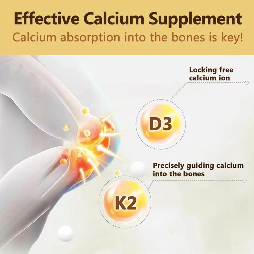 Vitamin D3 + K2 2 In 1 Support Assist Calcium Absorption Promote Healthy Bones Enhance Immunity 120 Pcs Soft Capsules