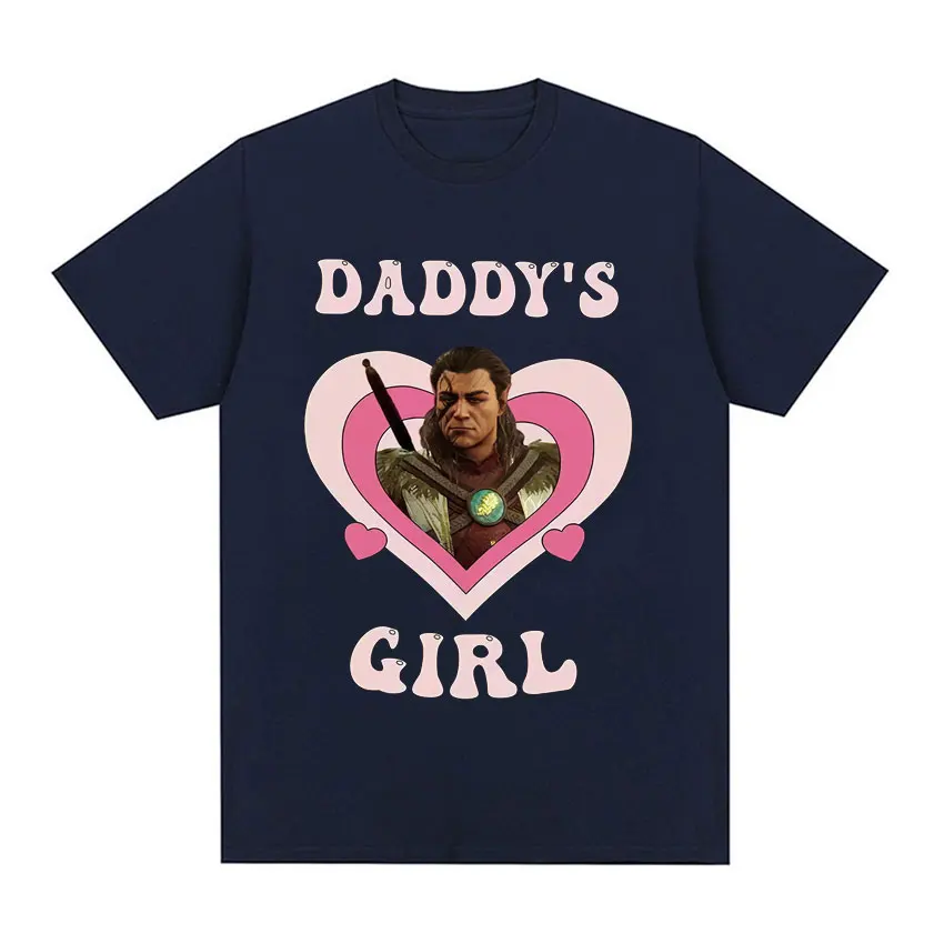 Vintage Halsin Daddy's Girl T Shirt Hot Astarion Bulders Gate 3 Clothes Tee Shirt Unisex Harajuku Aesthetic Short Sleeve T-shirt