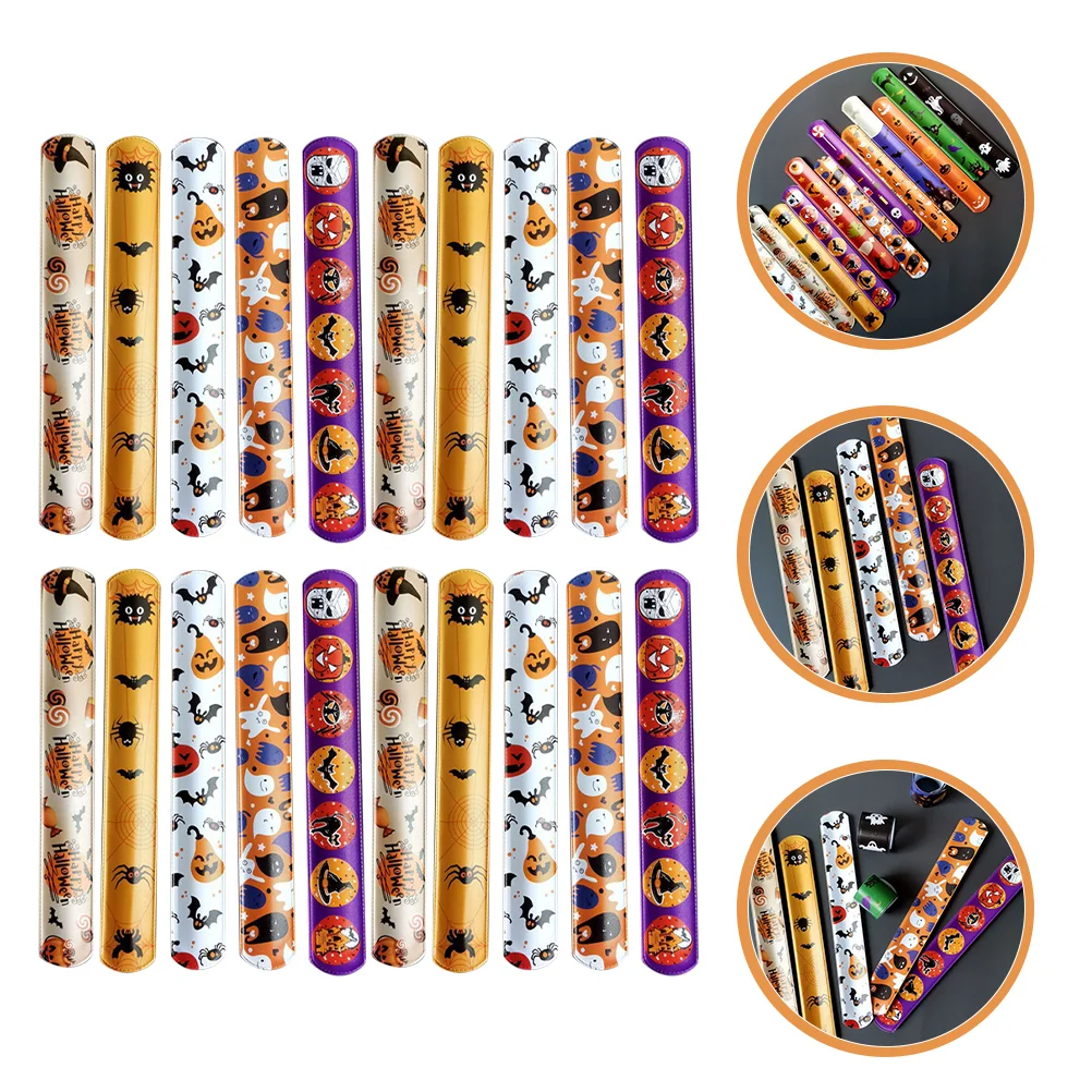 96 Pcs Halloween Ring Childrens Toys Kids Slap Bracelets Rings Steel Part Favor Wristbands