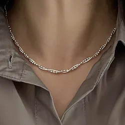 925 Sterling Silver Double Layer Snake Bone Chain Necklace for Women's Sweet Temperament Round Bear Neckchain Fashion Jewelry