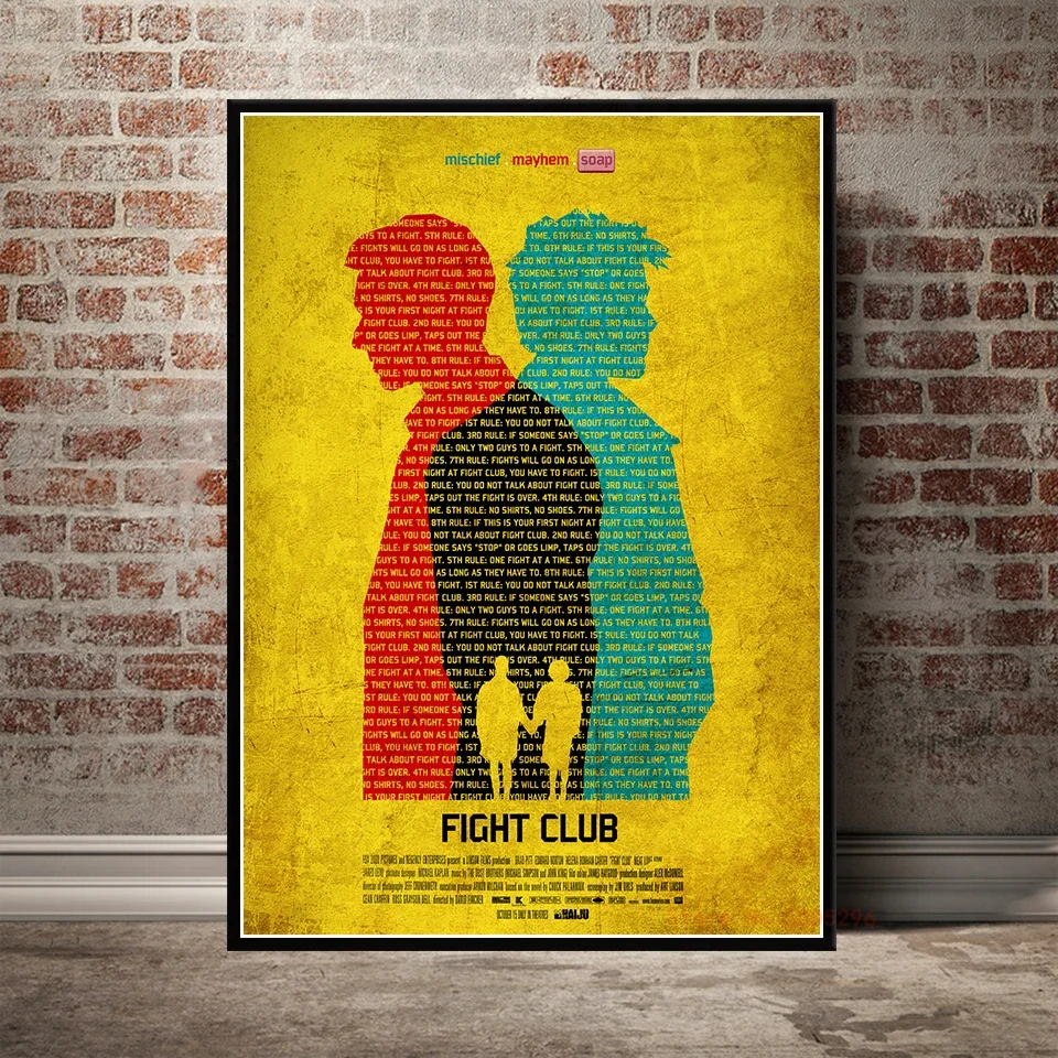 قتال نادي المشارك الفيلم الكلاسيكي قماش الفن ملصقات جدار لغرفة المعيشة ديكور المنزل #6