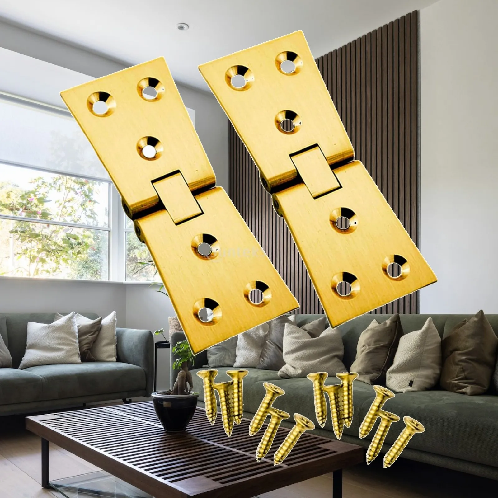 Gold Folding Table Flip Top Hinges Smooth Silent Operation Furniture Hinges for Door Cabinet Shelf