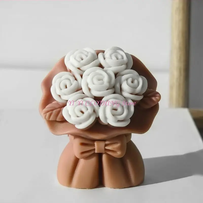 

N5KF ручной розовой букет формка свеча