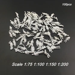 Scale 1:75-1:200 Miniature White Mold People Model Figure Materials For Building Sand Table Scene Layout Diorama Kits 100Pcs