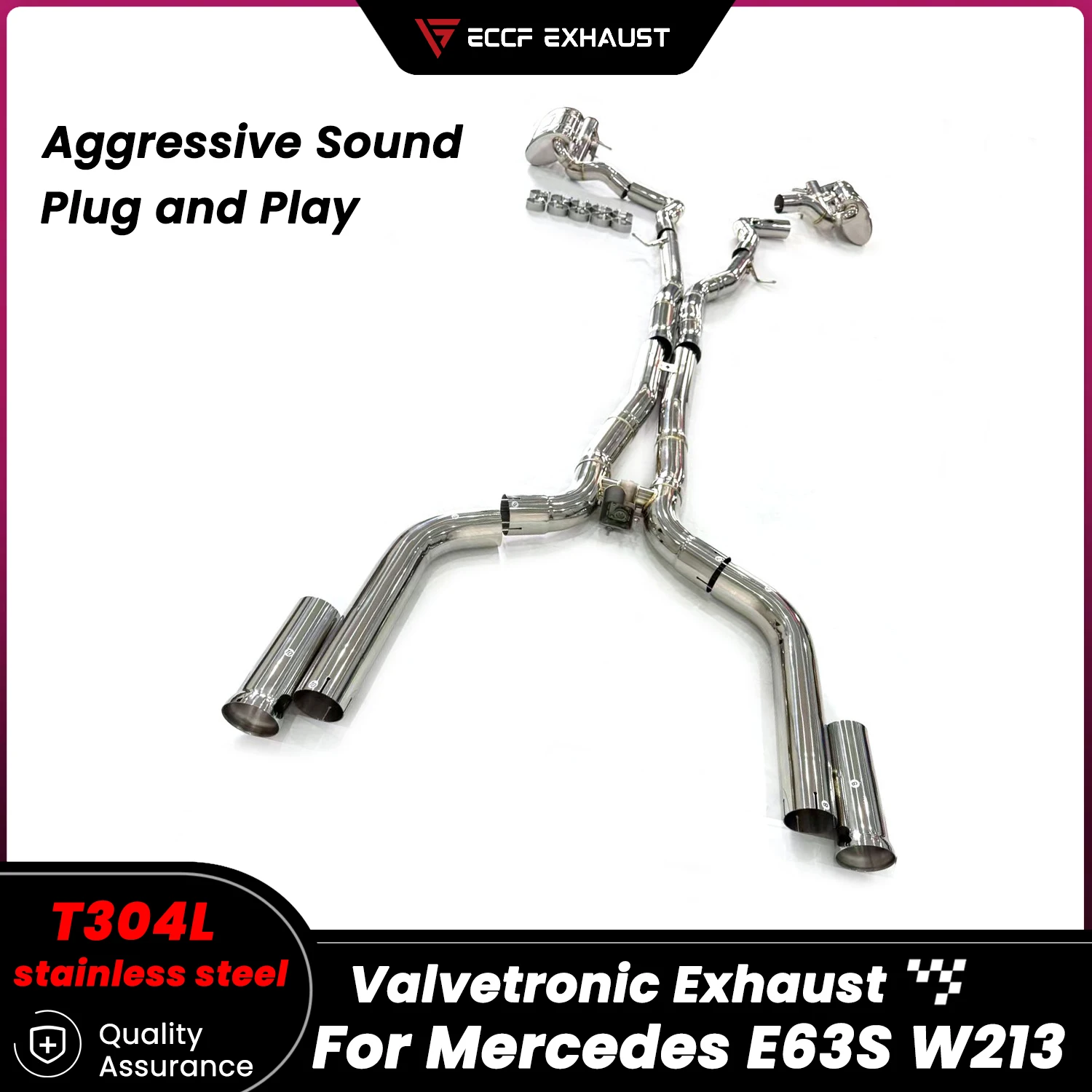 

High Performance ECCF T304 Stainless Steel Valved Catback Exhaust For Mercedes E63S W213 Unleash Power