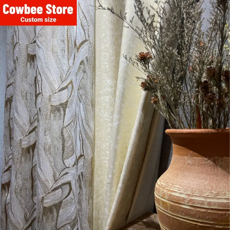 

Nordic modern high-end high-precision fashionable light luxury splicing jacquard Curtains for Living dining room bedroom