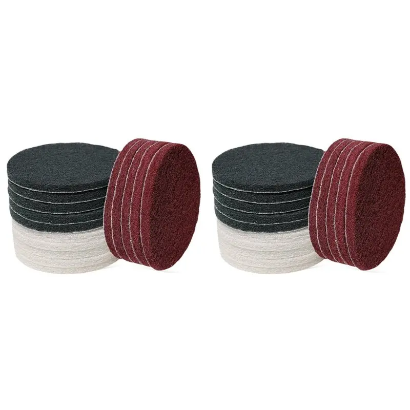 

【FLASH-SALE!】30 PCS 5 Inch Hoop And Loop Multipurpose Scrubber Scouring Pads - Flocking Scuff Pads, Conditioning Discs Polishing