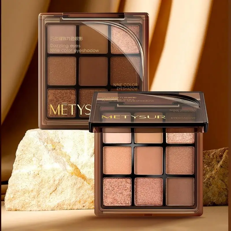 Metysur 9 couleurs fard à paupières Palette mat miroitant poudre Fine terre marron facile à appliquer maquillage des yeux