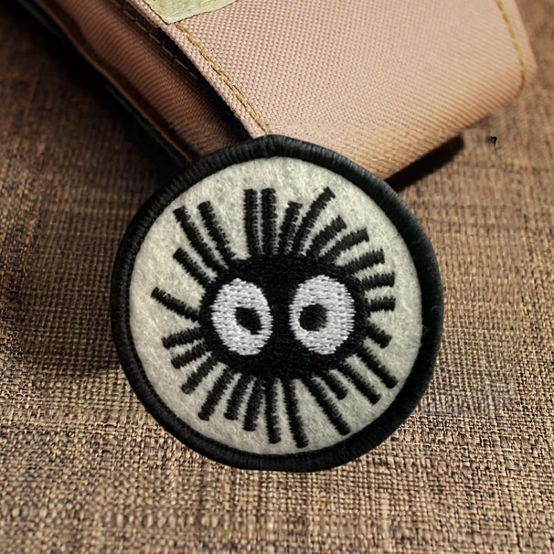 

Good Luck Soot Sprite Embroidery Tactical Patch Morale Badge Hook&Loop Backpack Accessories Sticker Armband Patches for Clothing