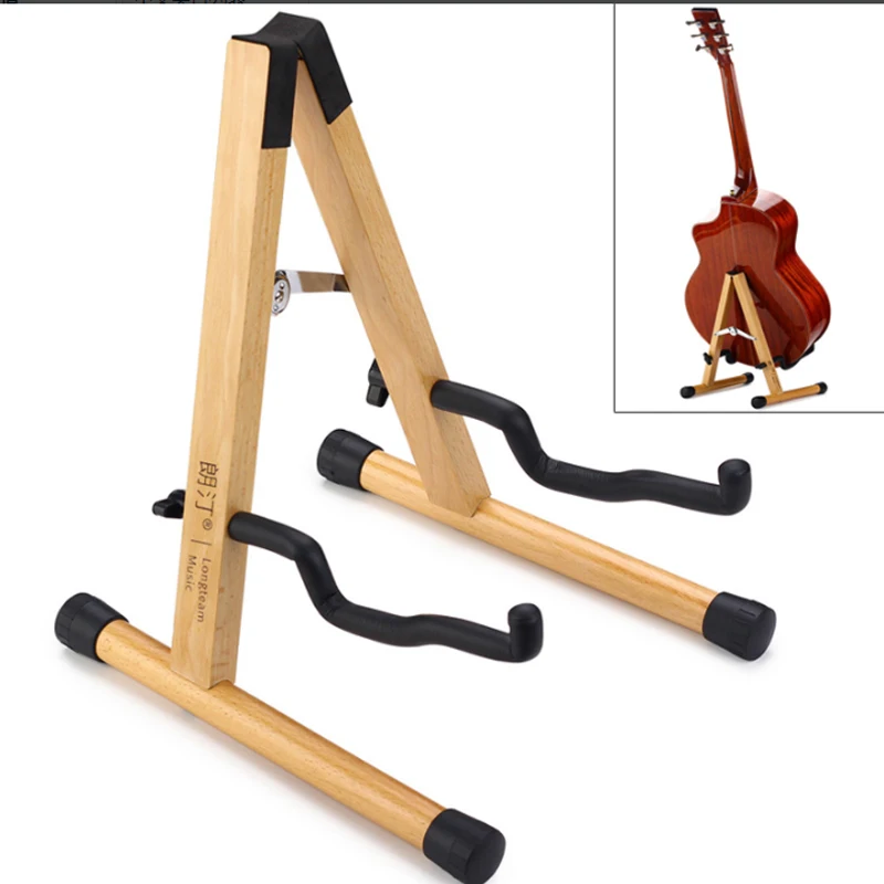 Solid Wood Floor Guitar Stand Thicken Beech Stable Holder for Electric Acoustic Classical Guitar Bass Ukulele Floor Stand Holder